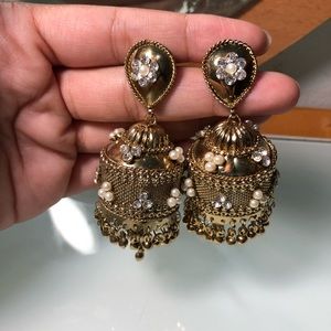 Golden Indian jhumkas